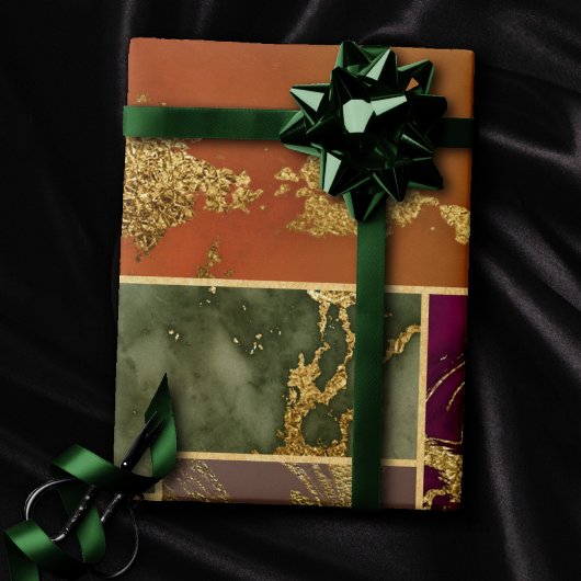 Autumn Luxury | Geometrische gouden handdoepering Cadeaupapier