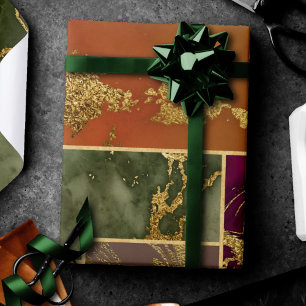 Autumn Luxury   Geometrische gouden handdoepering Cadeaupapier