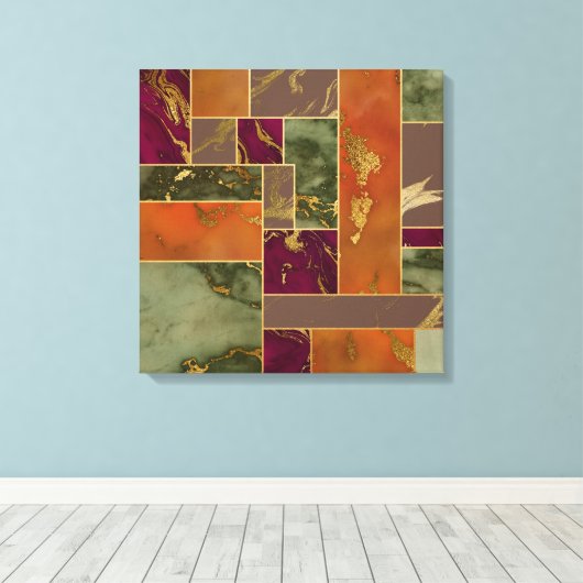 Autumn Luxury | Geometrische gouden handdoepering Canvas Afdruk (Insitu (Houten vloer))