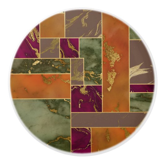 Autumn Luxury | Geometrische gouden handdoepering Keramische Knop (Voorkant)