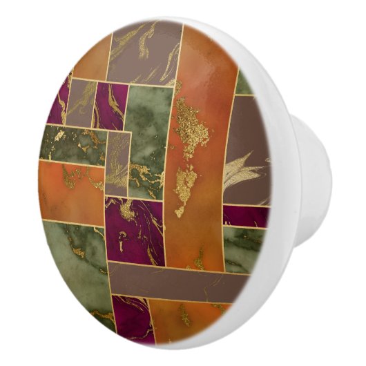 Autumn Luxury | Geometrische gouden handdoepering Keramische Knop (Rechts)