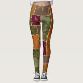 Autumn Luxury | Geometrische gouden handdoepering Leggings (Voorkant)