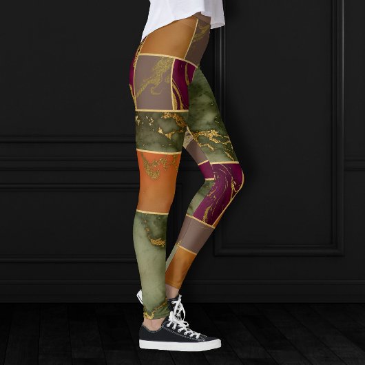 Autumn Luxury | Geometrische gouden handdoepering Leggings