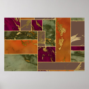 Autumn Luxury   Geometrische gouden handdoepering Poster