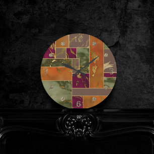 Autumn Luxury   Geometrische gouden handdoepering Ronde Klok