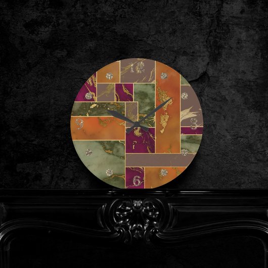 Autumn Luxury | Geometrische gouden handdoepering Ronde Klok