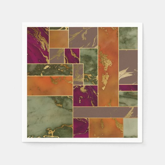 Autumn Luxury | Geometrische gouden handdoepering Servet (Voorkant)