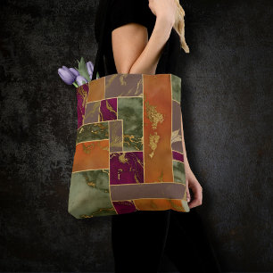 Autumn Luxury Geometrische gouden handdoepering Tote Bag