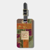 Autumn Luxury | Jewel Tone Gold Geometric Marble Bagagelabel (Voorkant verticaal)