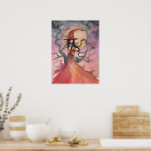 Autumn Magic Halloween Witch and Cat Art Poster (Keuken)