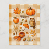 Autumn Magic Postcard Cozy Fall Owl Pumpkin Leaves Briefkaart (Voorkant)