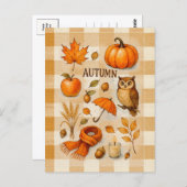 Autumn Magic Postcard Cozy Fall Owl Pumpkin Leaves Briefkaart (Voorkant / Achterkant)