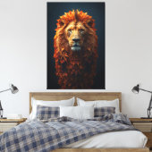 Autumn Majesty – Regal Lion with Autumn Mane Canvas Afdruk (Insitu (Slaapkamer))