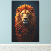 Autumn Majesty – Regal Lion with Autumn Mane Canvas Afdruk (Insitu (Houten vloer))