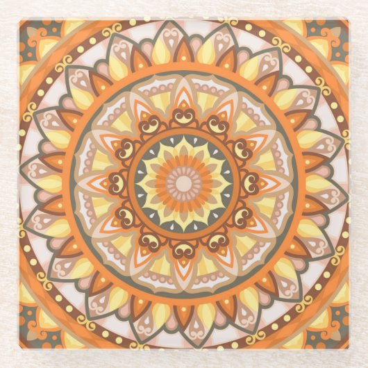 Autumn Mandala Glazen Onderzetter (Voorkant)