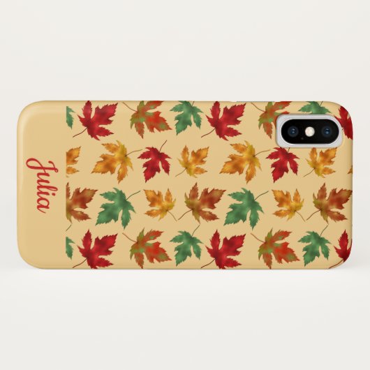 Autumn maple-bladeren met aangepaste naam Case-Mate iPhone case (Achterkant (horizontaal))