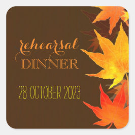 Autumn Maple Brown Wedding Vierkante Sticker