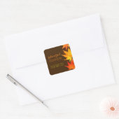 Autumn Maple Brown Wedding Vierkante Sticker (Envelop)