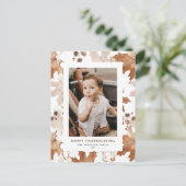 Autumn Maple laat Happy Thanksgiving-foto achter Feestdagenkaart (Staand voorkant)