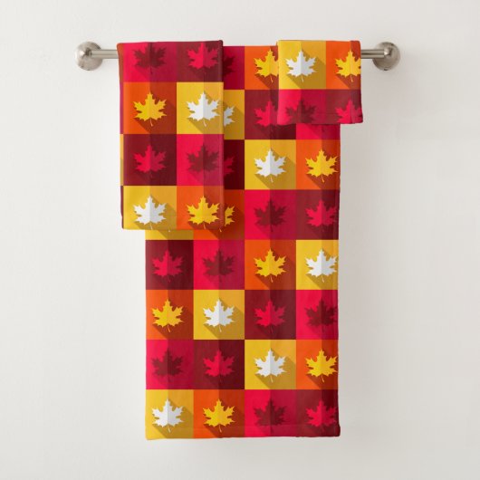 Autumn Maple laat helder patchwork over Bad Handdoek (Insitu)