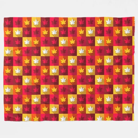 Autumn Maple laat helder patchwork over Fleece Deken (Voorkant (Horizontaal))