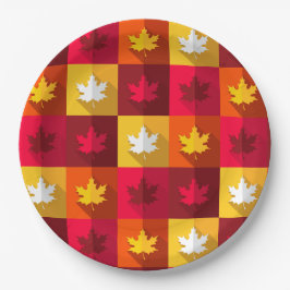 Autumn Maple laat helder patchwork over Papieren Bordje
