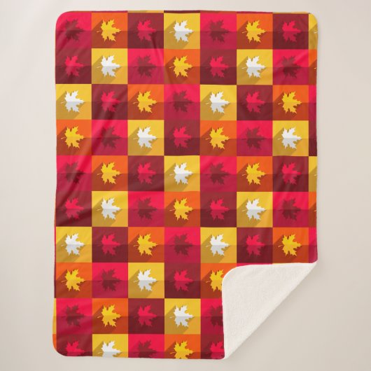 Autumn Maple laat helder patchwork over Sherpa Deken (Voorkant)
