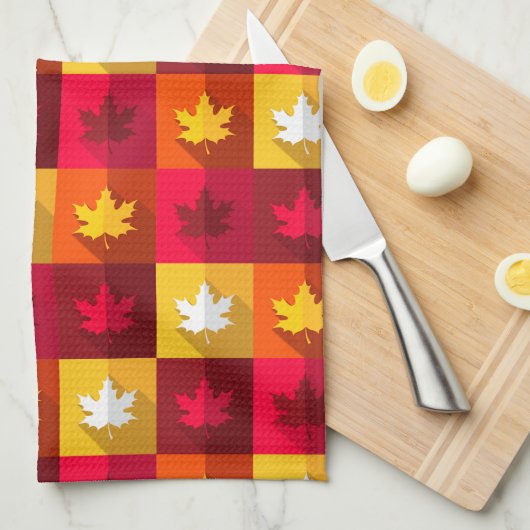 Autumn Maple laat helder patchwork over Theedoek (Quarter Fold)