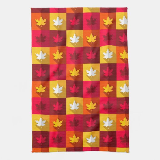 Autumn Maple laat helder patchwork over Theedoek (Verticaal)