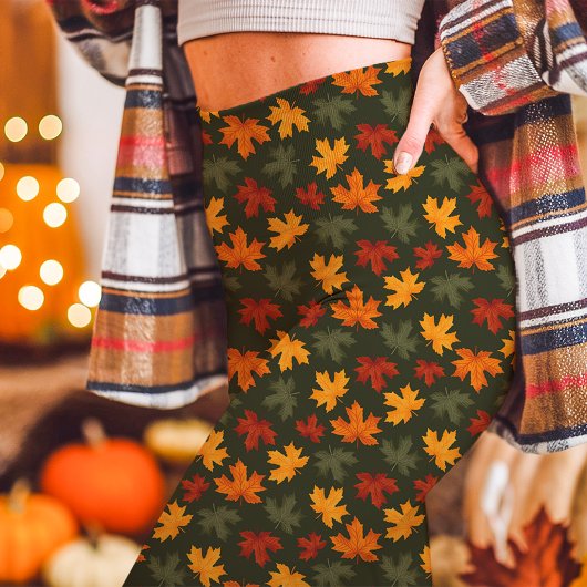 Autumn Maple laat Herfst groen achter Leggings