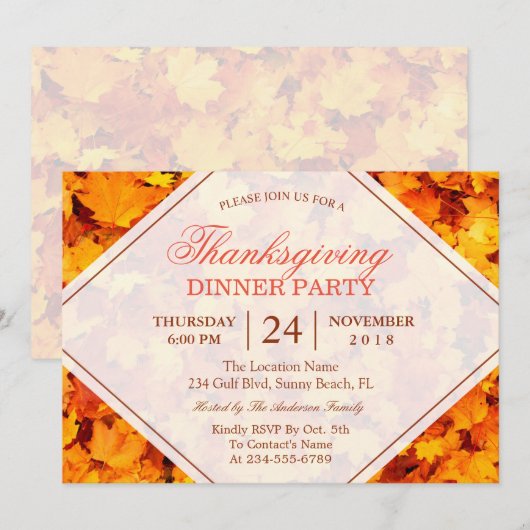 Autumn Maple laat Thanksgiving eten Kaart (Voorkant / Achterkant)