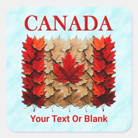 Autumn Maple Leaf Canadian Flag Vierkante Sticker (Voorkant)