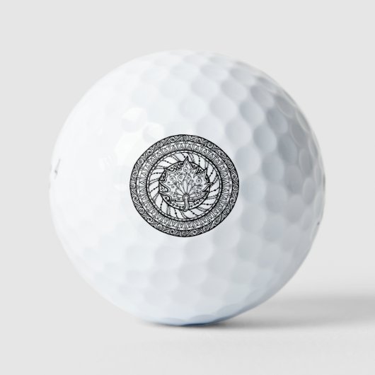 Autumn Maple Leaf Doodle Golfballen (Voorkant)