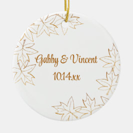 Autumn Maple Leaf Edge Wedding Keramisch Ornament