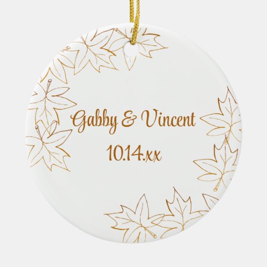 Autumn Maple Leaf Edge Wedding Keramisch Ornament (Voorkant)