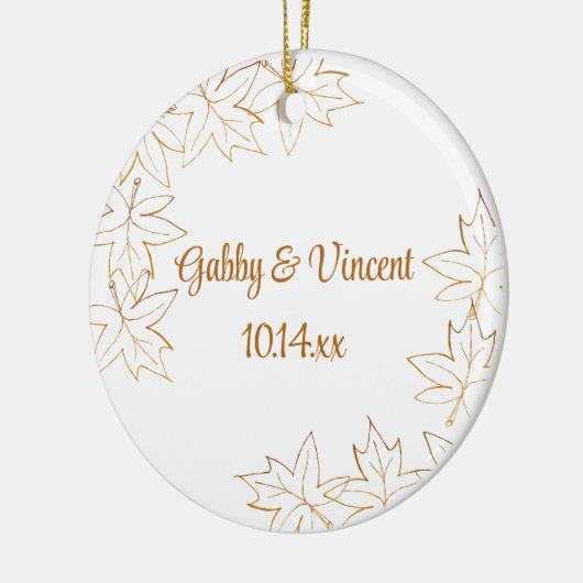 Autumn Maple Leaf Edge Wedding Keramisch Ornament (Links)