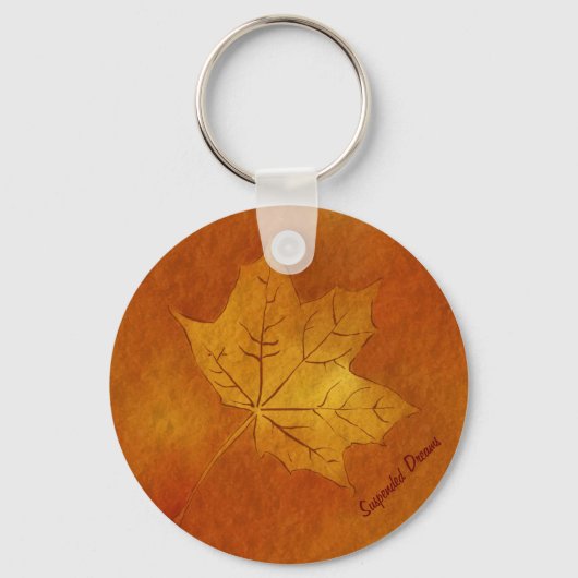 Autumn Maple Leaf in Gold Sleutelhanger (Voorkant)