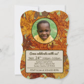 Autumn Maple Leaf Oranje Brown Yellow 3rd Birthday Kaart (Achterkant)