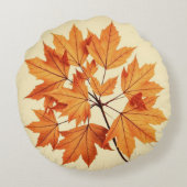 Autumn Maple Leaf Print: Fall Foliage Rond Kussen (Achterkant)