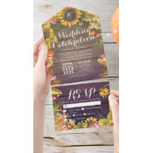 Autumn Maple Leaf Pumpkin Rustic Wood Wedding RSVP