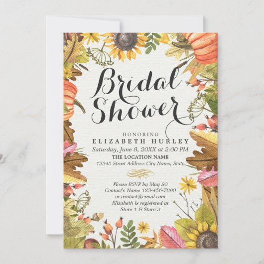 Autumn Maple Leaf Pumpkin Sunflower Vrijgezellenfe Kaart (Voorkant)