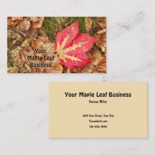 Autumn Maple Leaf Red Herfst Thlek Rustic Visitekaartje