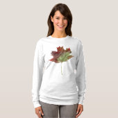 Autumn Maple Leaf Waterverf Bourgogne T-shirt (Voorkant volledig)