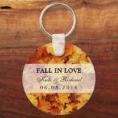 Autumn Maple Leaf Wedding Dank je Sleutelhanger (Voorkant)
