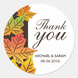 Autumn Maple Leaf Wedding Favor Dank u Sticker