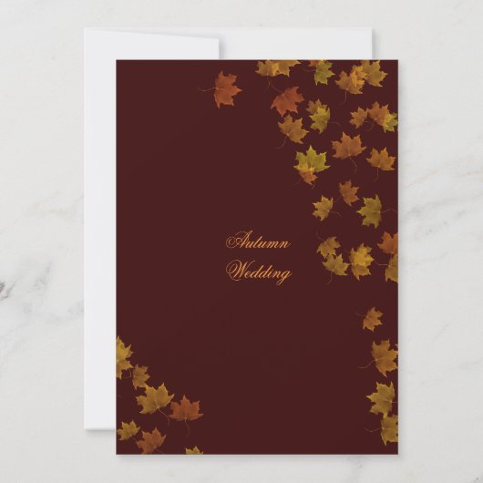 Autumn Maple Leaf Wedding Invitation - Brown Kaart (Achterkant)