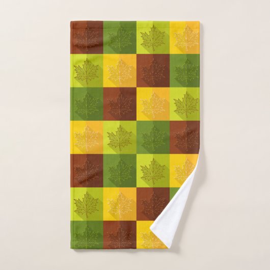 Autumn Maple Leaves, brown and green Bad Handdoek (Handdoek)
