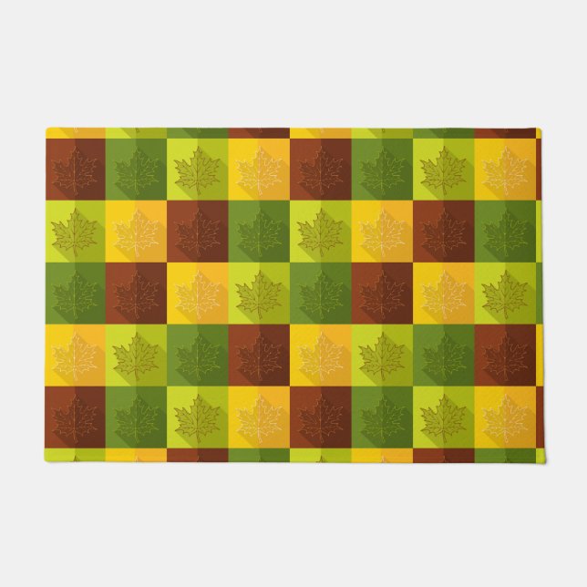 Autumn Maple Leaves, brown and green Deurmat (Voorkant)