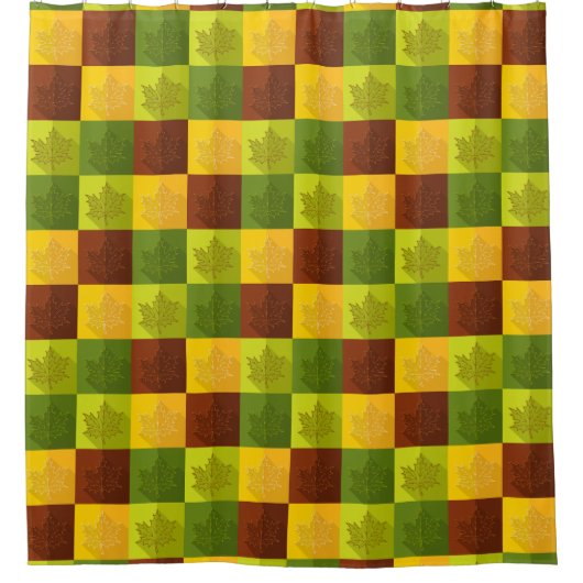 Autumn Maple Leaves, brown, Gold, green Douchegordijn (Voorkant)