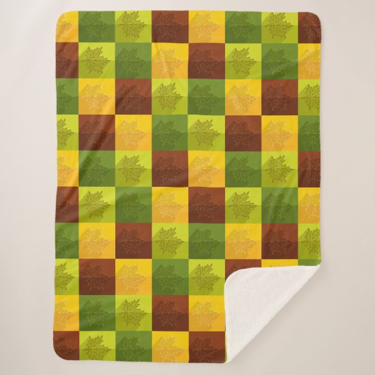 Autumn Maple Leaves, brown, Gold, green Sherpa Deken (Voorkant)